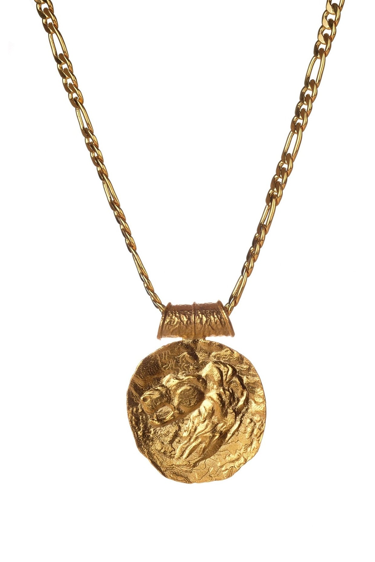 Gold Plated Leo Zodiac Figaro Chain Pendant Necklace