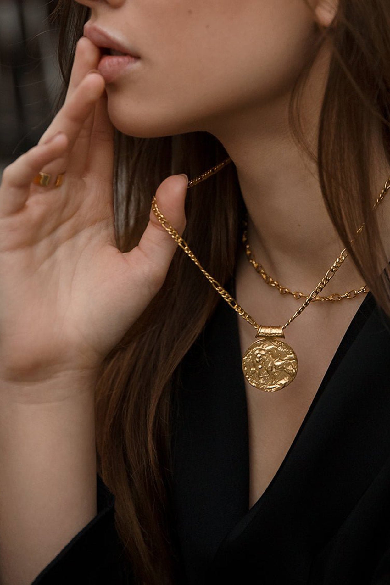 Gold Plated Capricorn Zodiac Figaro Chain Pendant Necklace