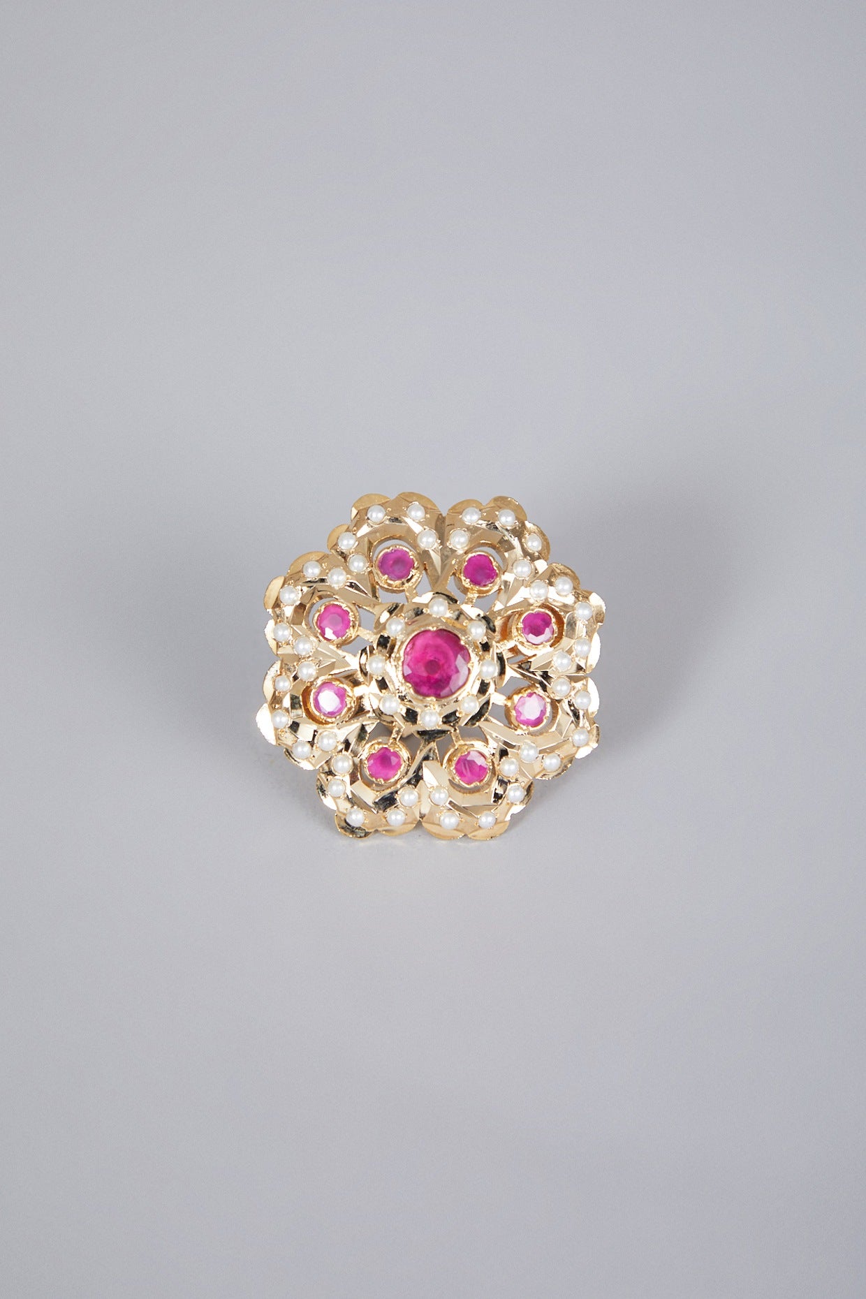 Gold Finish Ruby Adjustable Ring