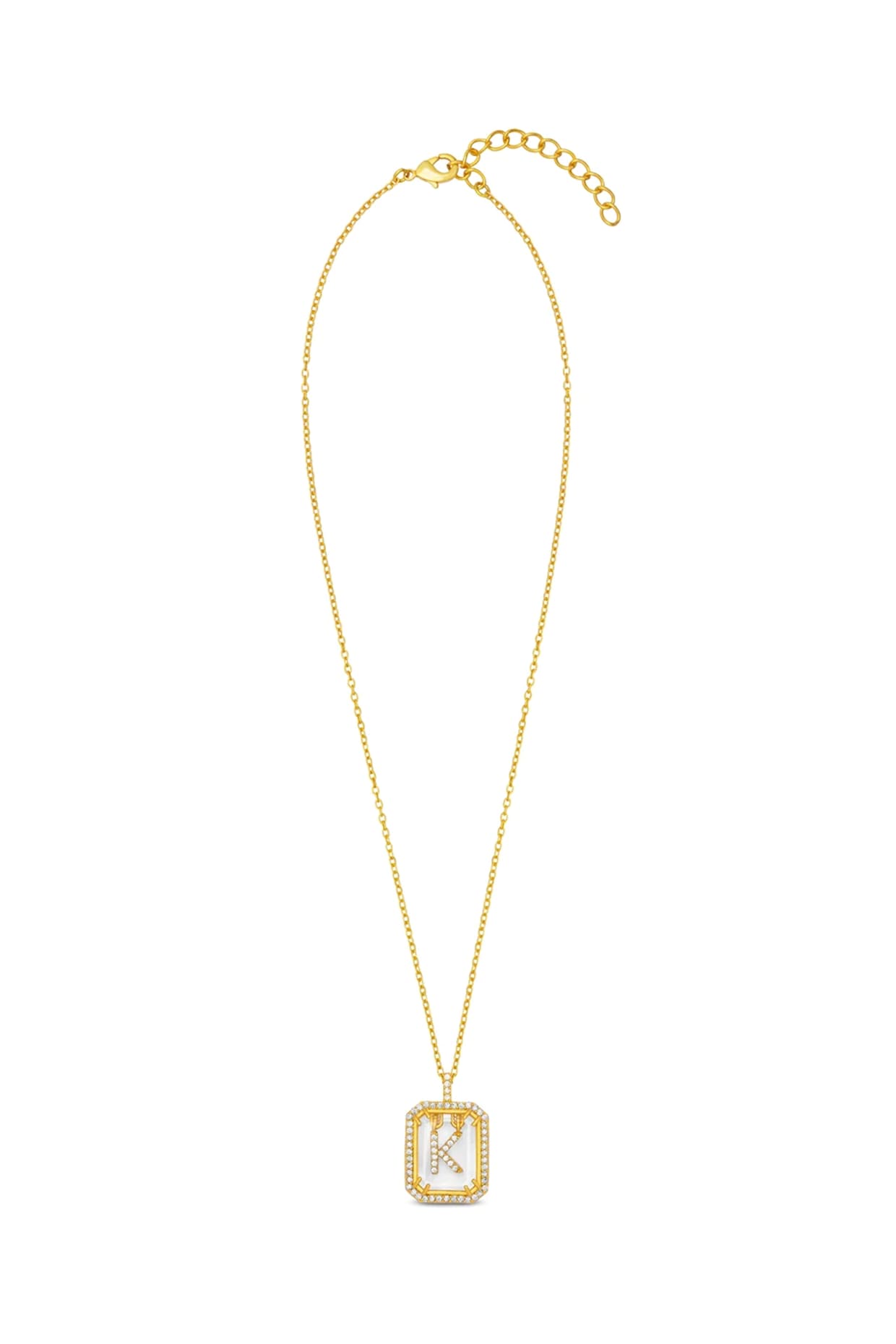 Gold Finish Diamond Initial K Necklace