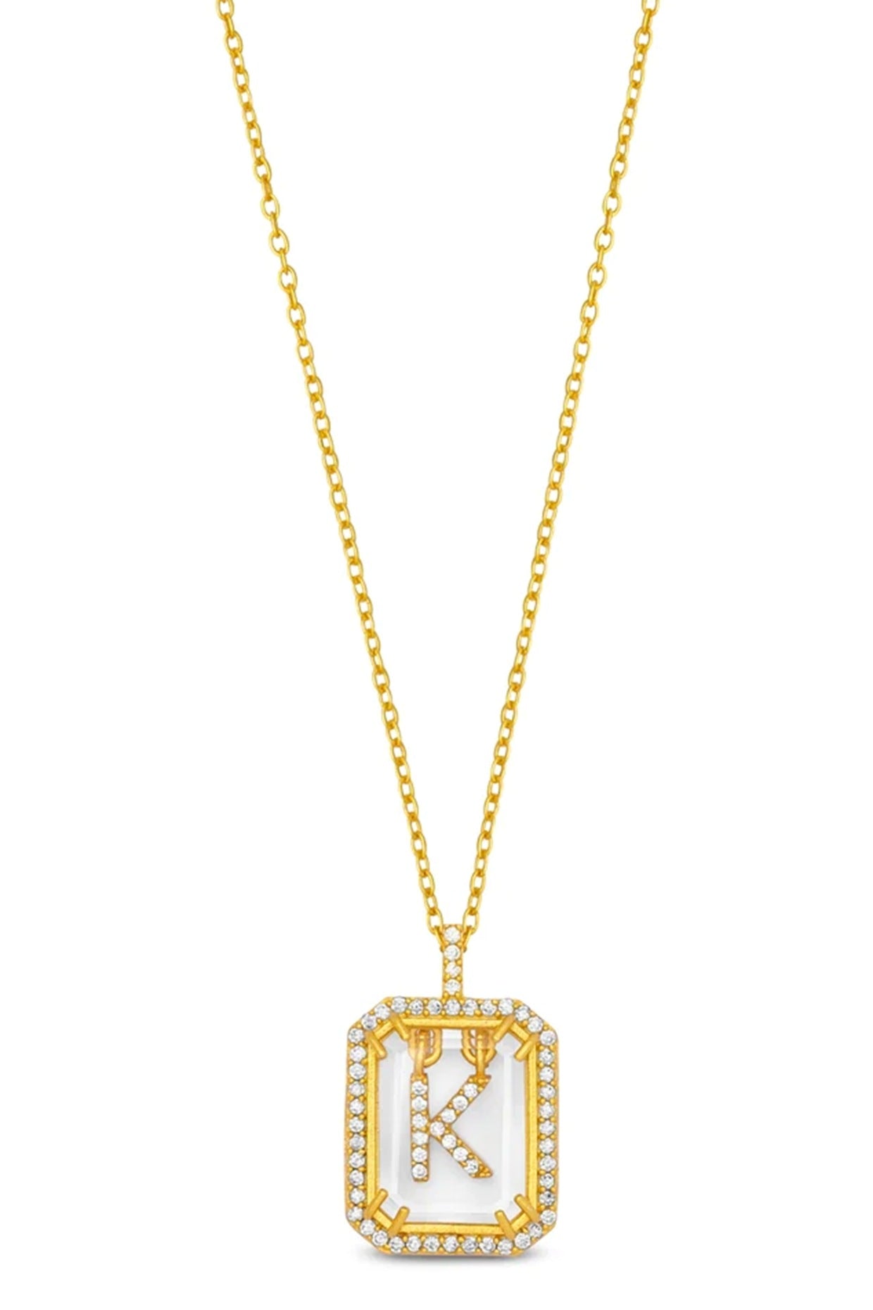 Gold Finish Diamond Initial K Necklace