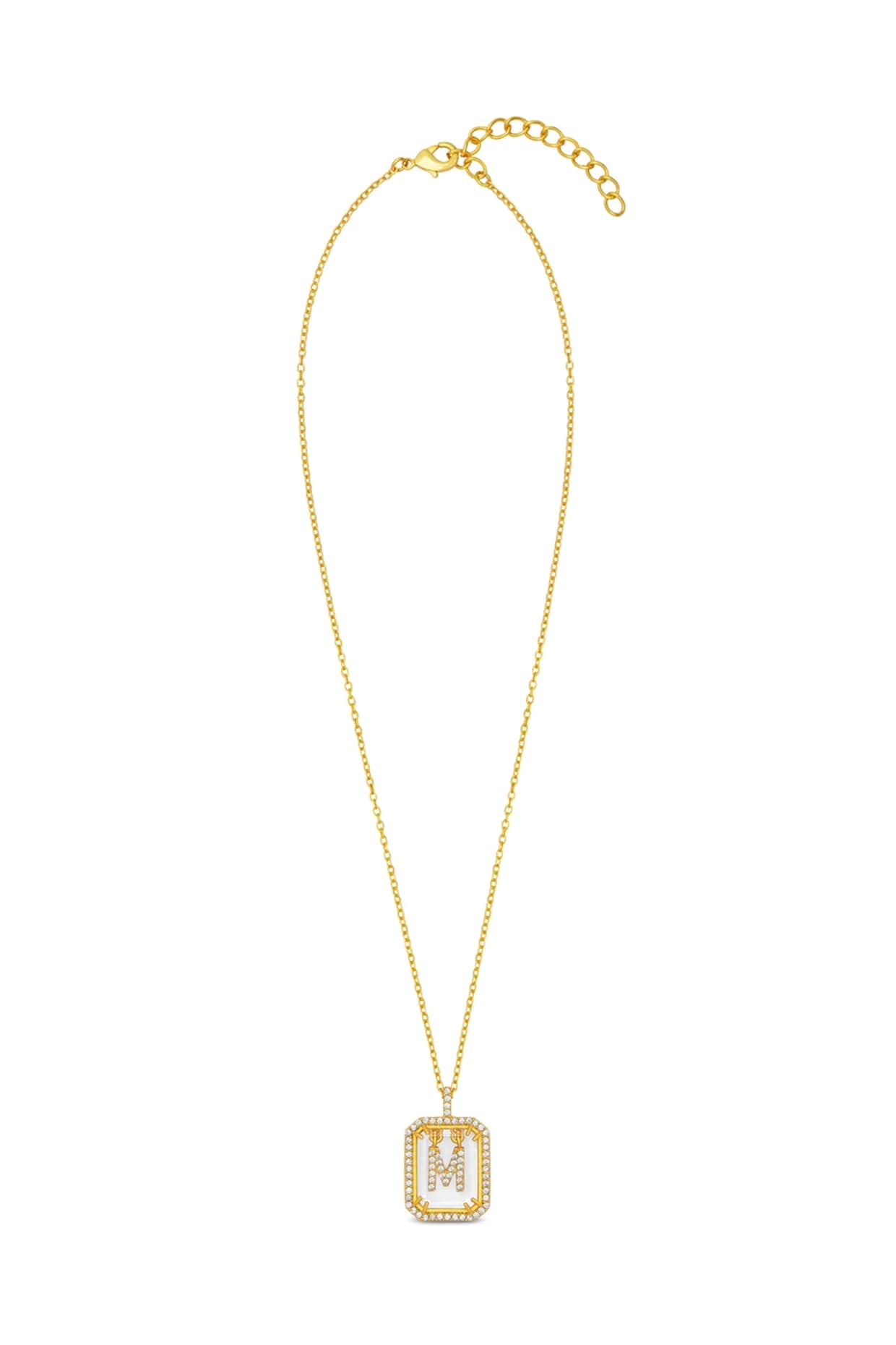 Gold Finish Diamond Initial M Necklace