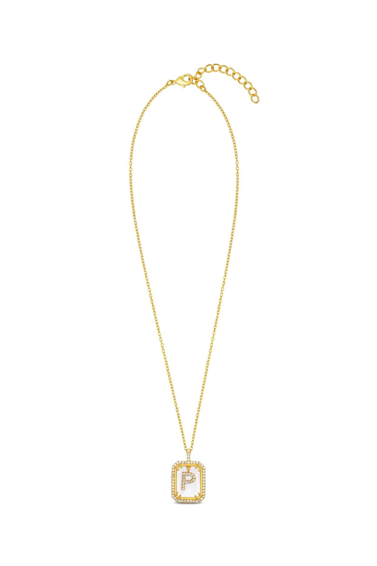 Gold Finish Diamond Initial P Necklace