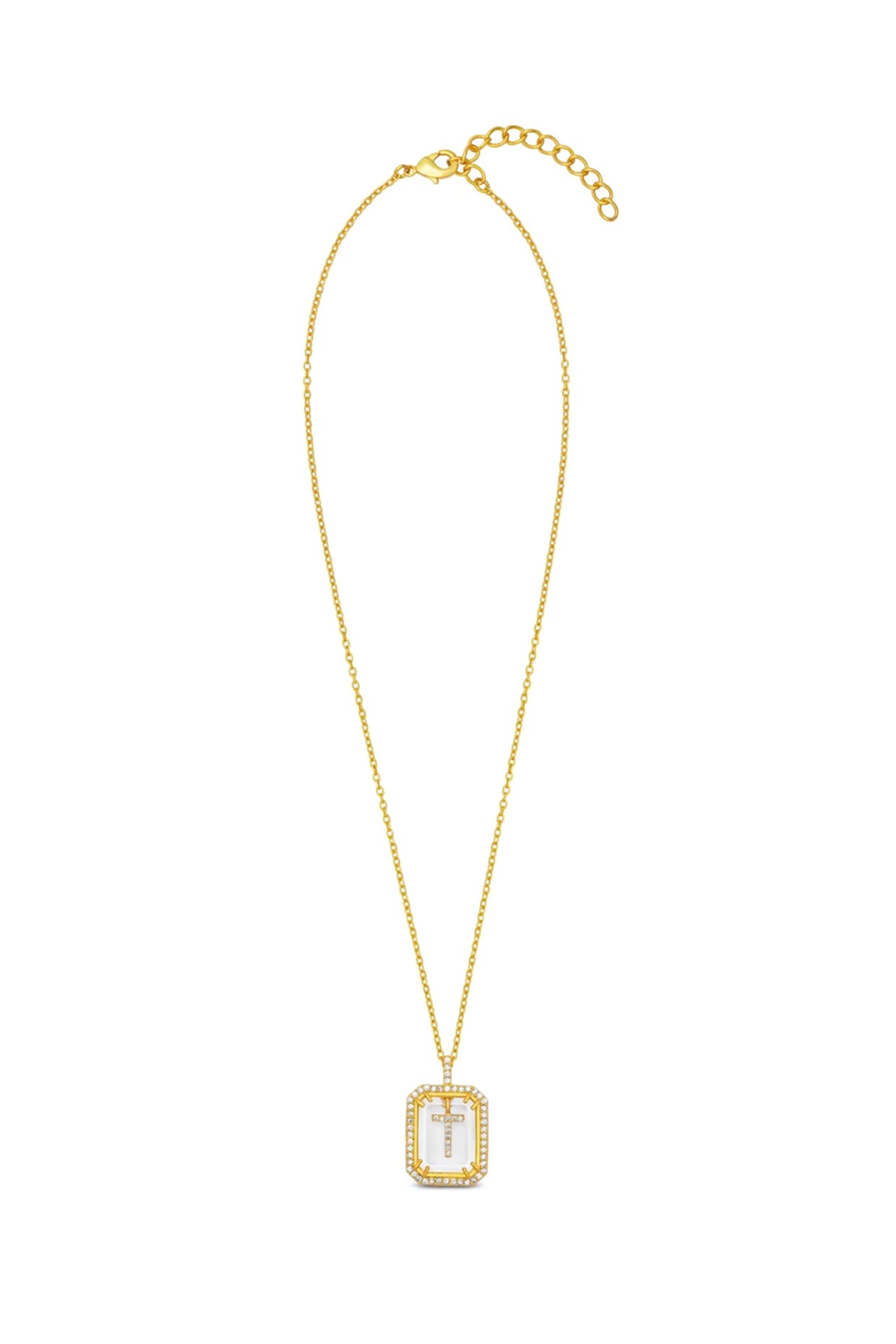 Gold Finish Diamond Initial T Necklace