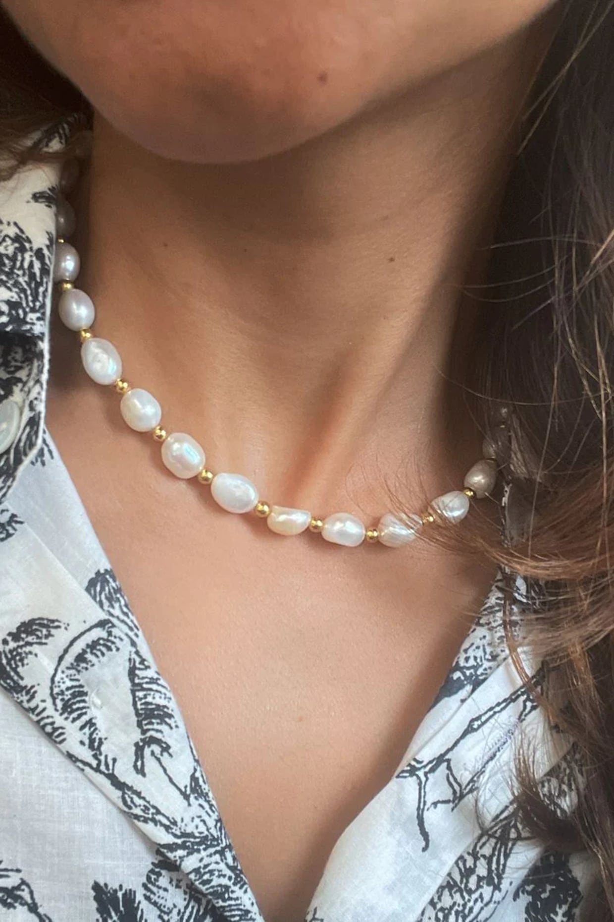 Gold Finish Pearl Handcrafted Necklace