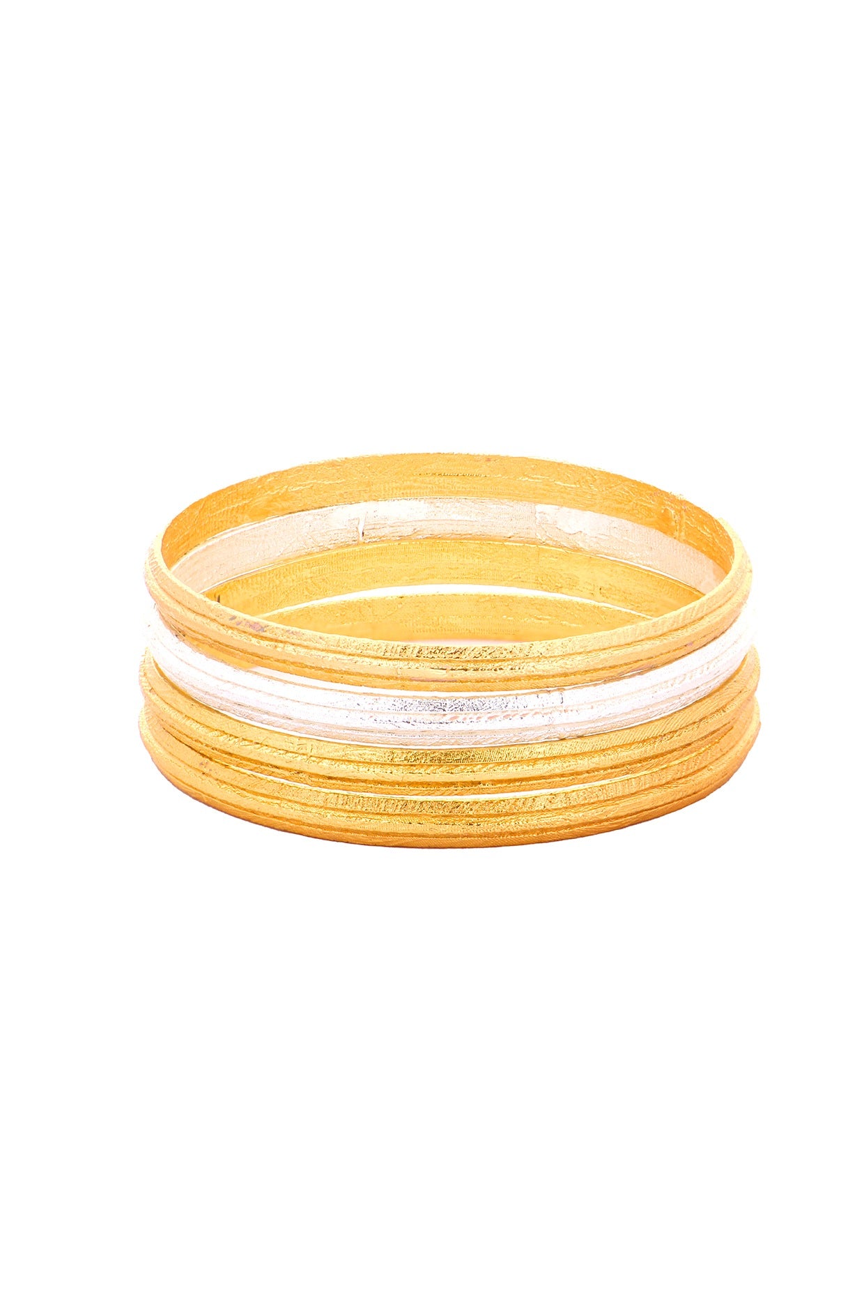 Two Tone Finish Textured Stackable Bangle