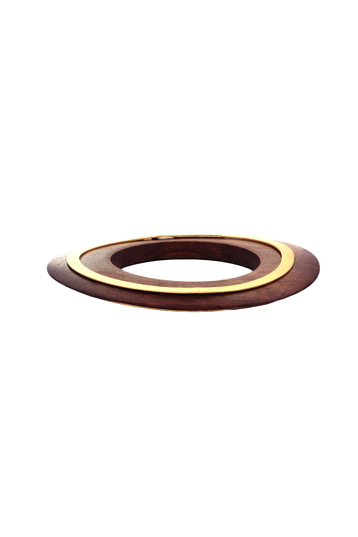 Gold Finish Wooden Disc Bangle