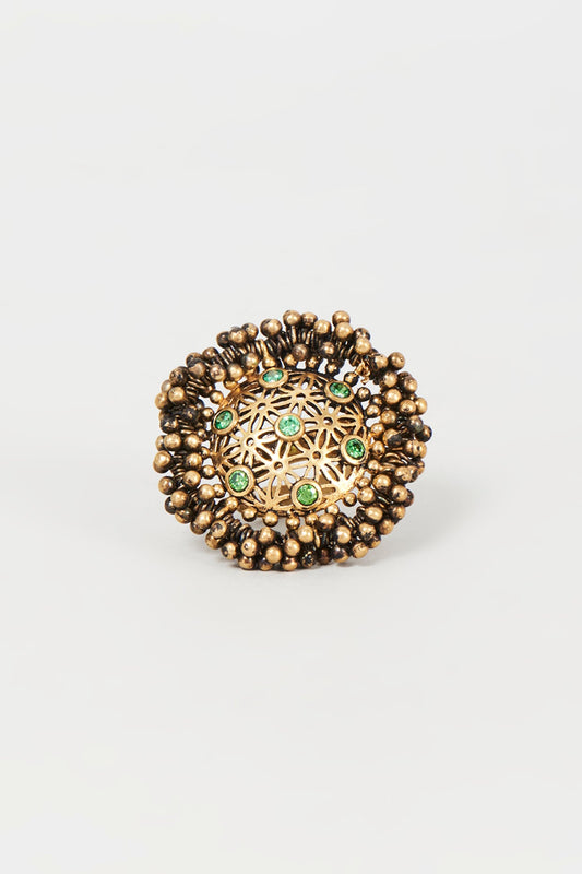 Gold Finish Crystal Stone Ring