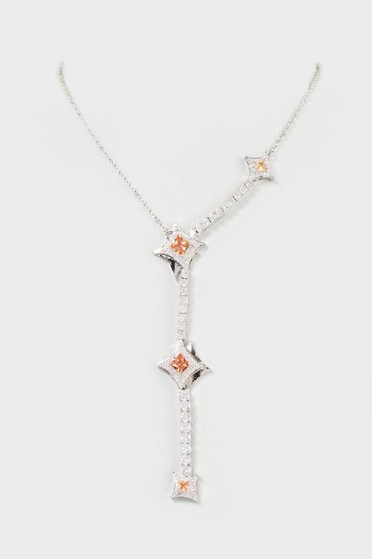 White Finish Cubic Zirconia Necklace