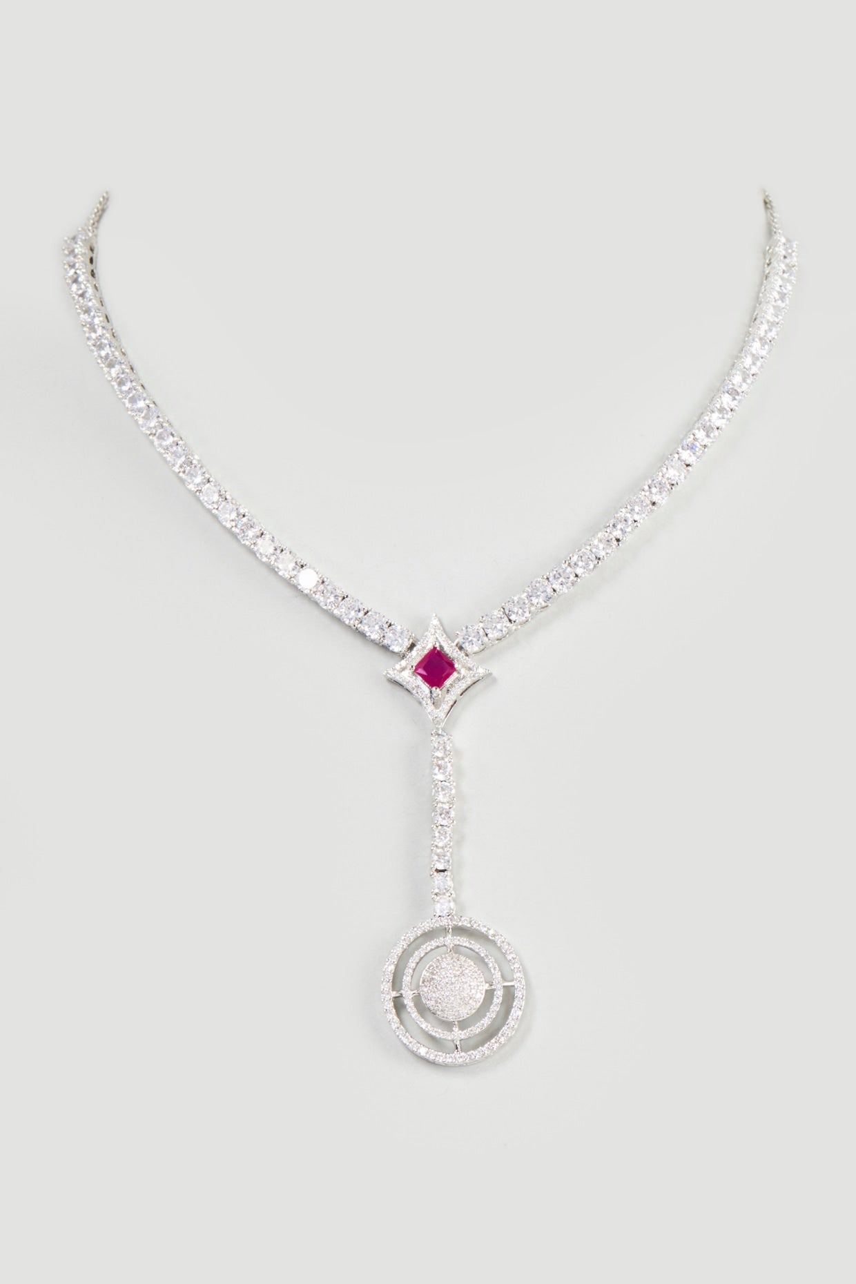 White Finish Cubic Zirconia Necklace