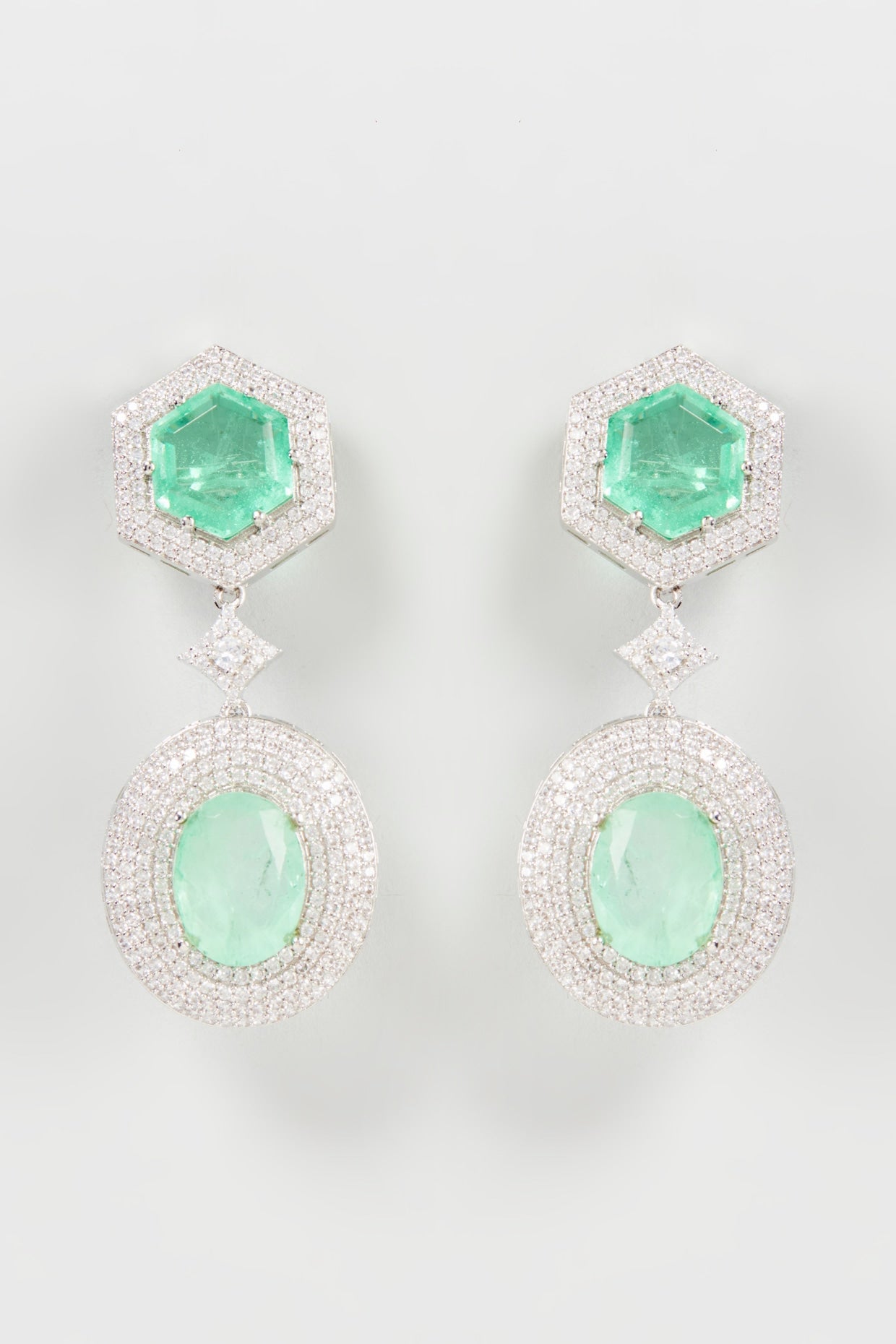 White Finish Zircon Dangler Earrings