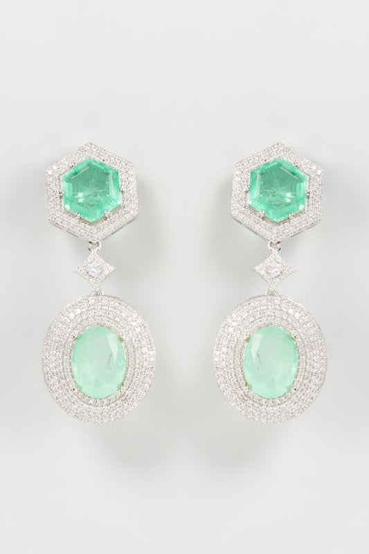 White Finish Zircon Dangler Earrings