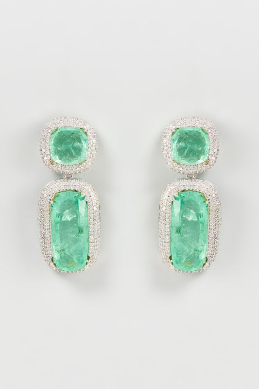 White Finish Zircon Dangler Earrings