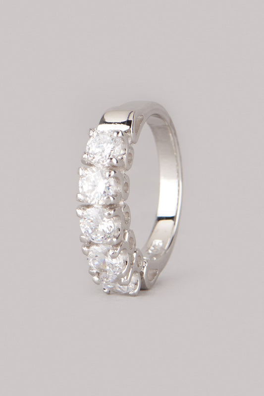 White Finish Cubic Zirconia Ring In Sterling Silver