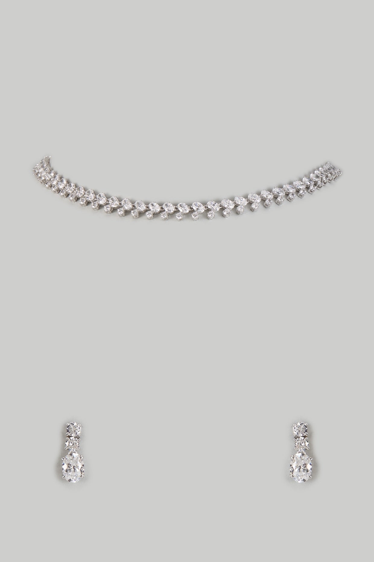 White Finish Diamond Solitaire Necklace In Sterling Silver