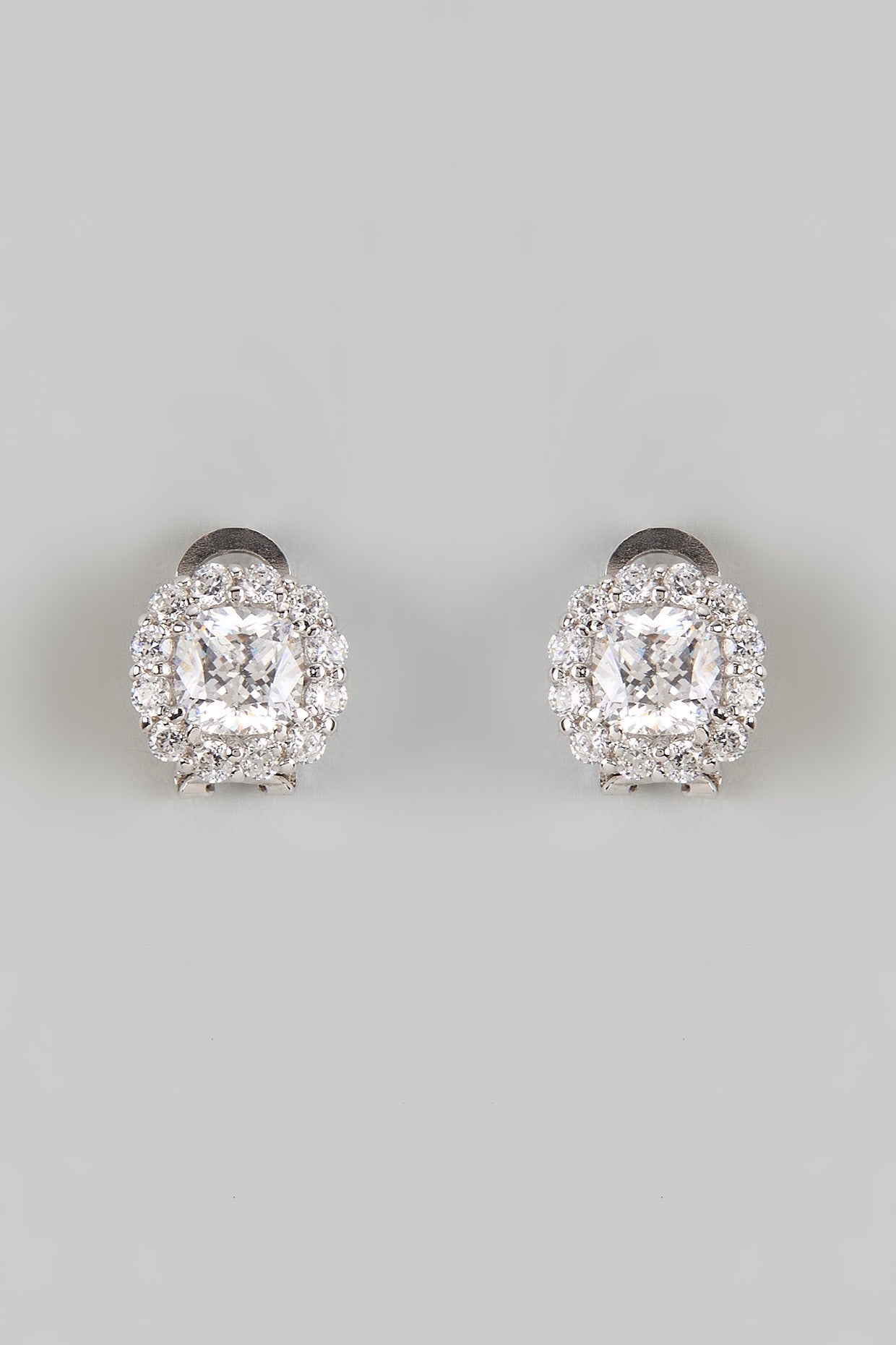 White Finish 4-Carat Cushion Cut Diamond Stud Earrings in Sterling Silver