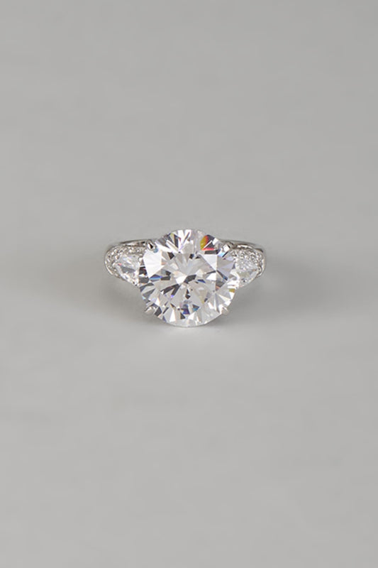 White Finish 9-Carat Pear-Shaped Diamond Solitaire Ring In Hallmark Sterling Silver