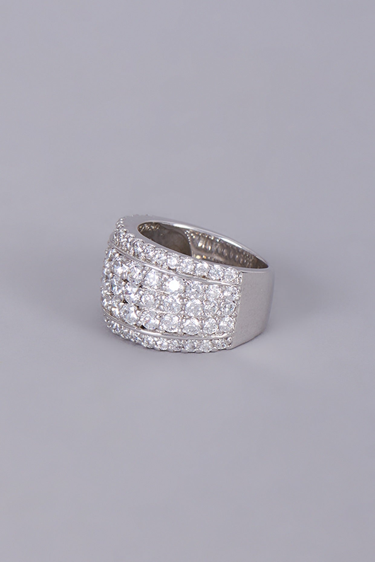 White Finish Cubic Zirconia Ring In Sterling Silver