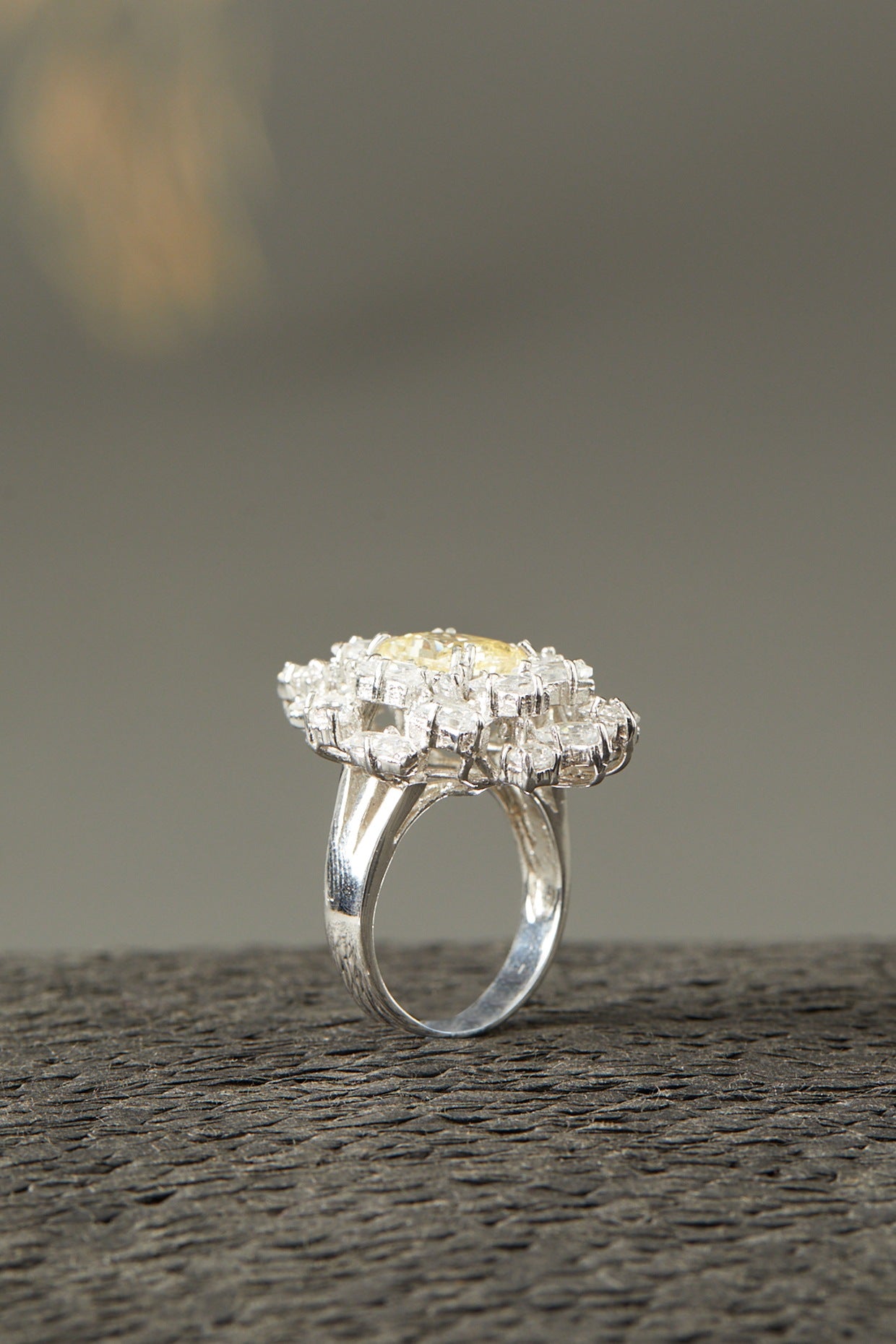 White Finish Zircons Ring In Sterling Silver