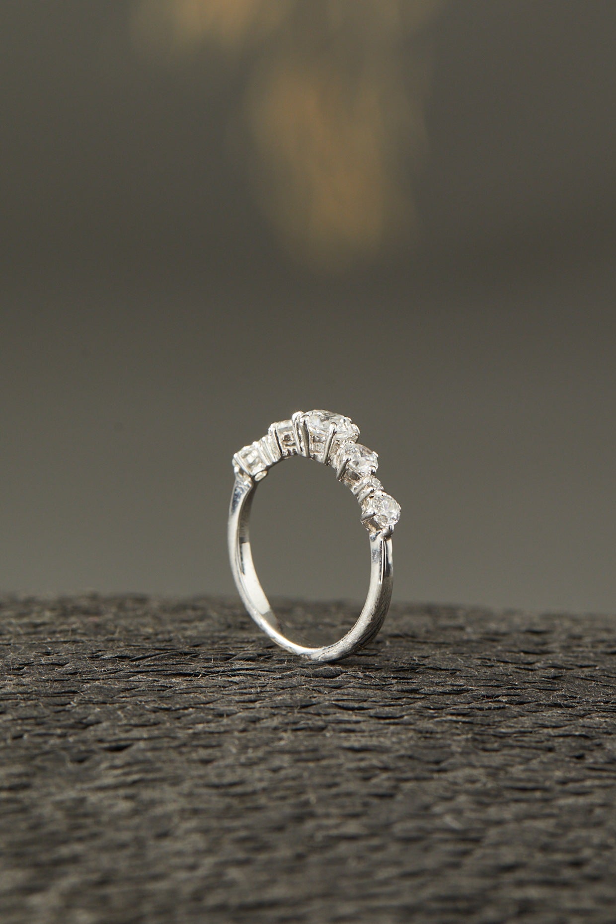 White Finish Zircons Ring In Sterling Silver