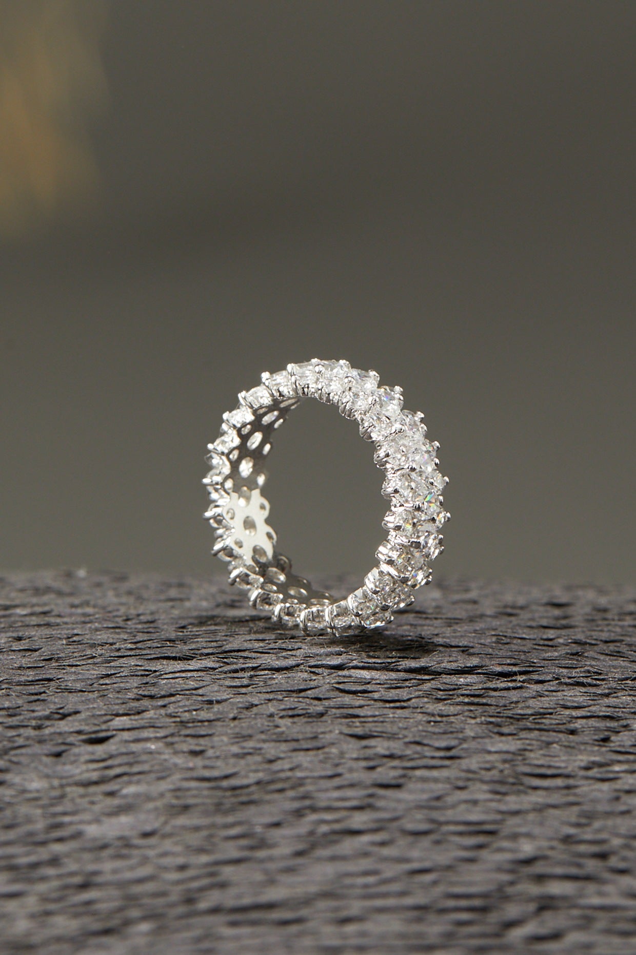 White Finish Eternity Band In Sterling Silver