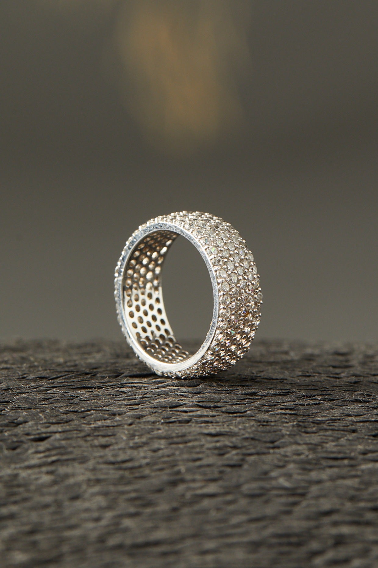 White Finish Eternity Band In Sterling Silver