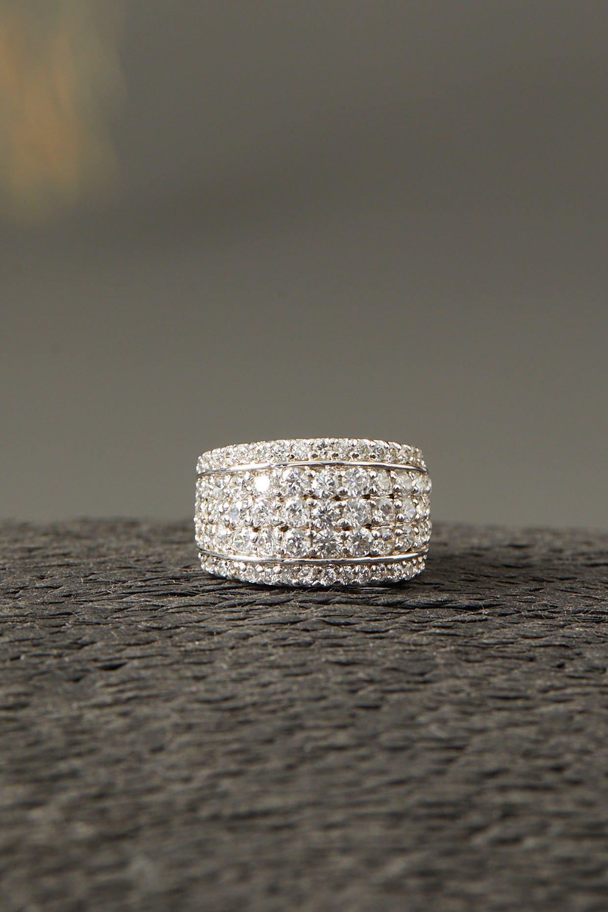 White Finish Zircon Ring In Sterling Silver