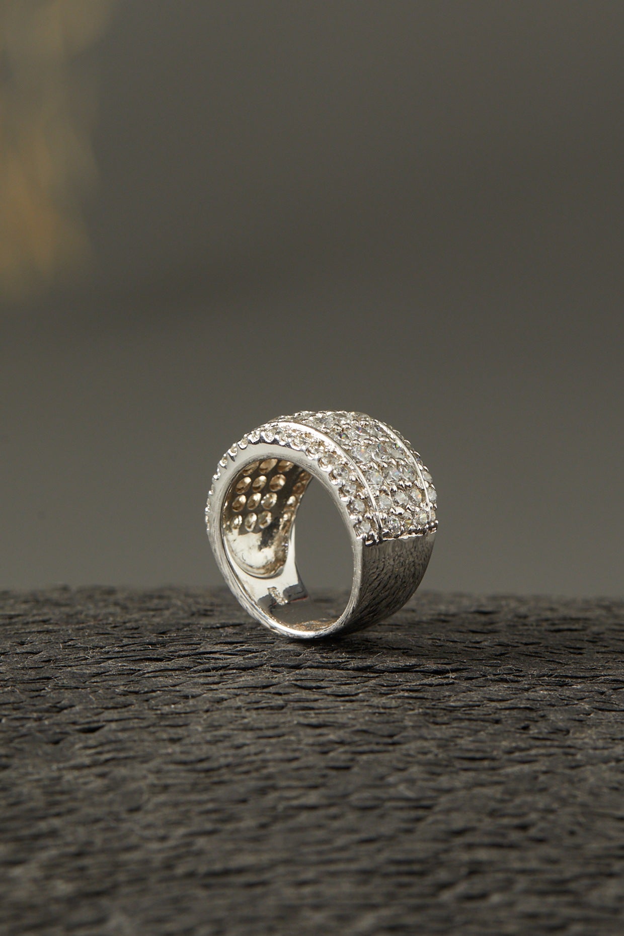 White Finish Zircon Ring In Sterling Silver