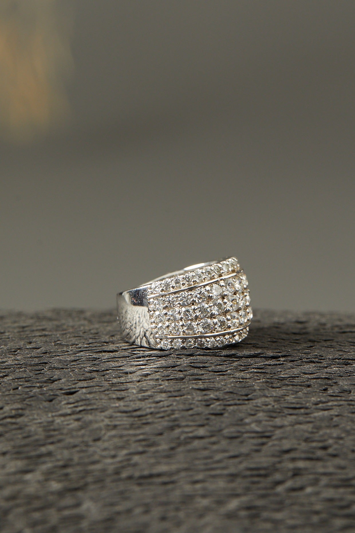 White Finish Zircon Ring In Sterling Silver