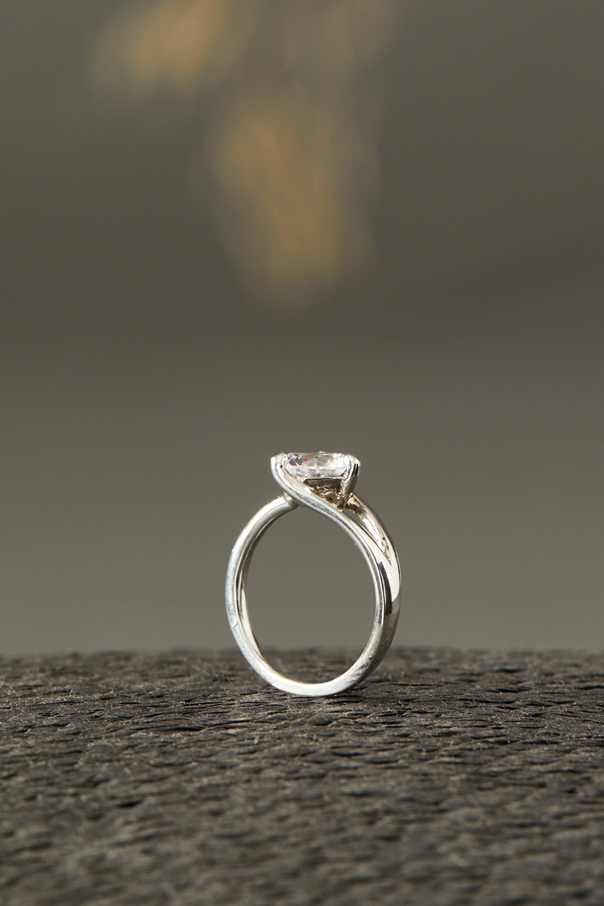 White Finish Zircon Ring In Sterling Silver