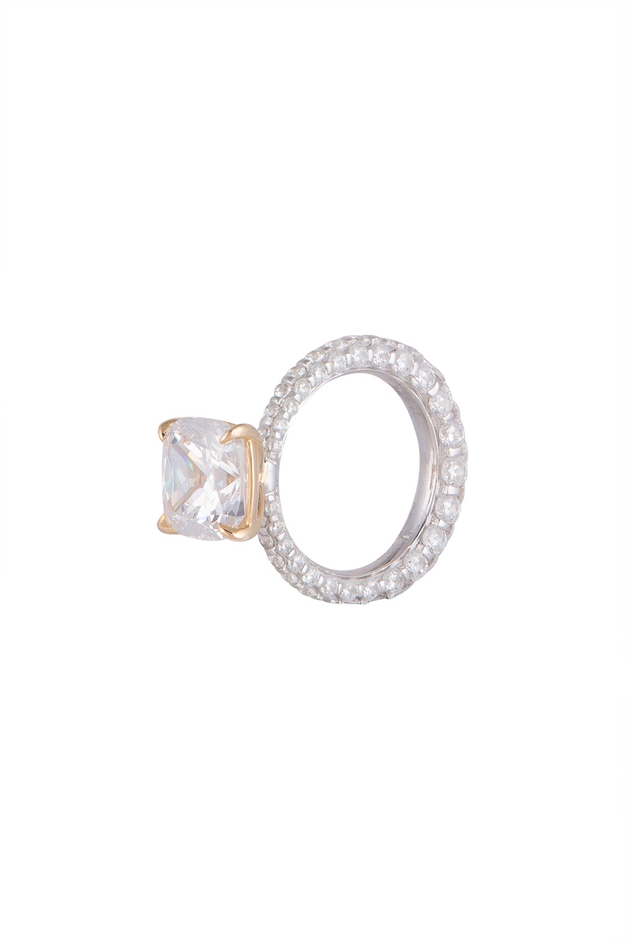 White Finish Cubic Zircon Ring In Sterling Silver