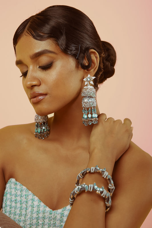 Blue Hand Embroidered Kada