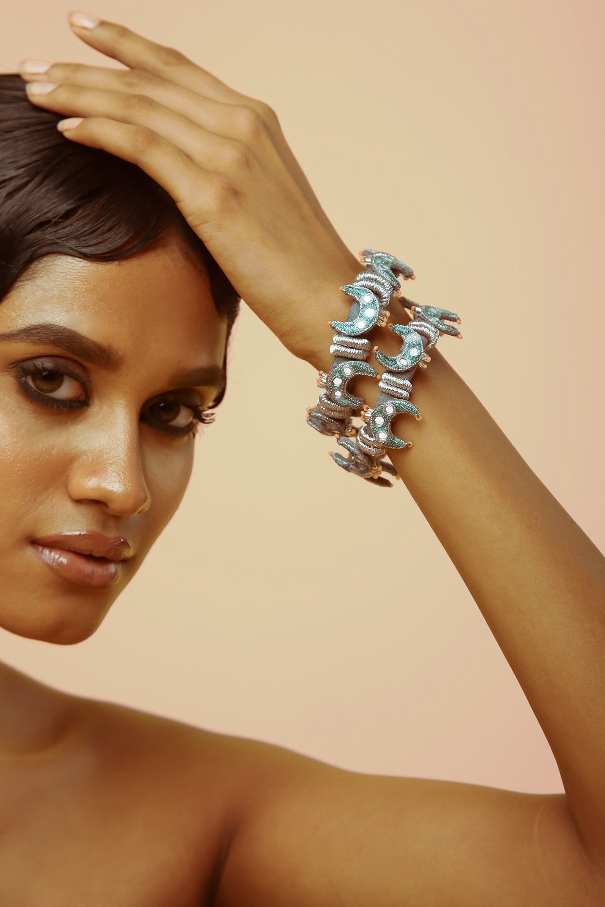 Blue Hand Embroidered Kada