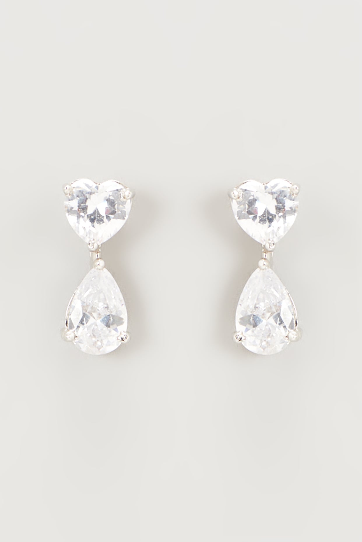 White Rhodium Finish Zircon Stud Earrings