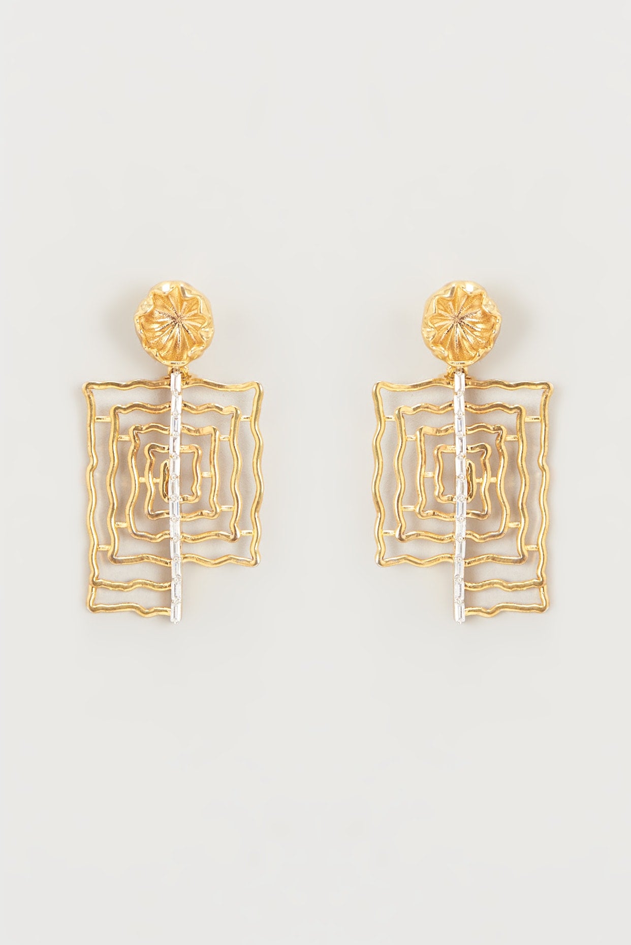 Gold Finish Zircon Dangler Earrings