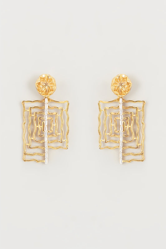 Gold Finish Zircon Dangler Earrings