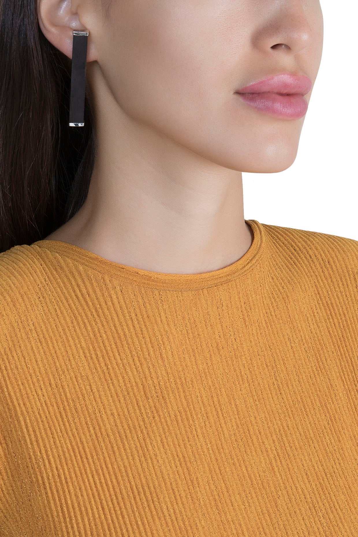 White Finish Handcrafted Wood Geometric Earrings