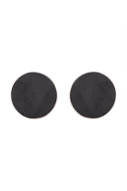 White Finish Handcrafted Wood & Metal Earrings