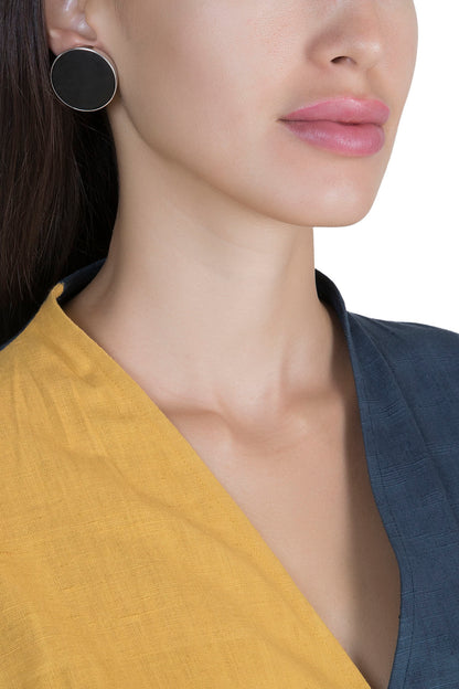 White Finish Handcrafted Wood & Metal Earrings