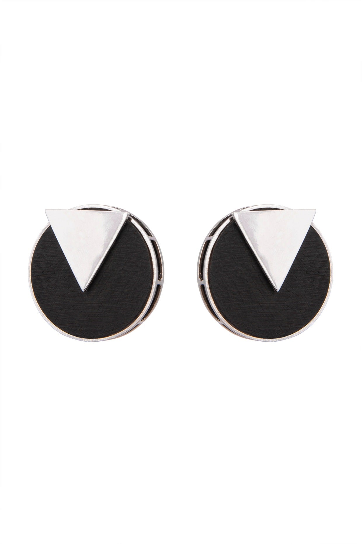 White Finish Handcrafted Black Wood & Metal Earrings