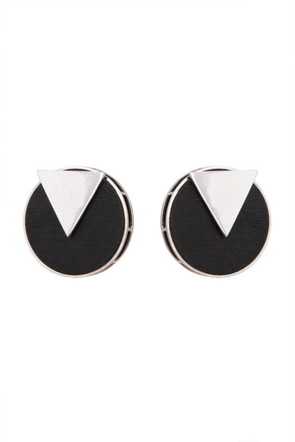 White Finish Handcrafted Black Wood & Metal Earrings