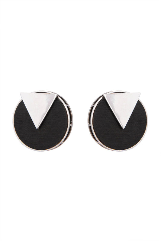 White Finish Handcrafted Black Wood & Metal Earrings
