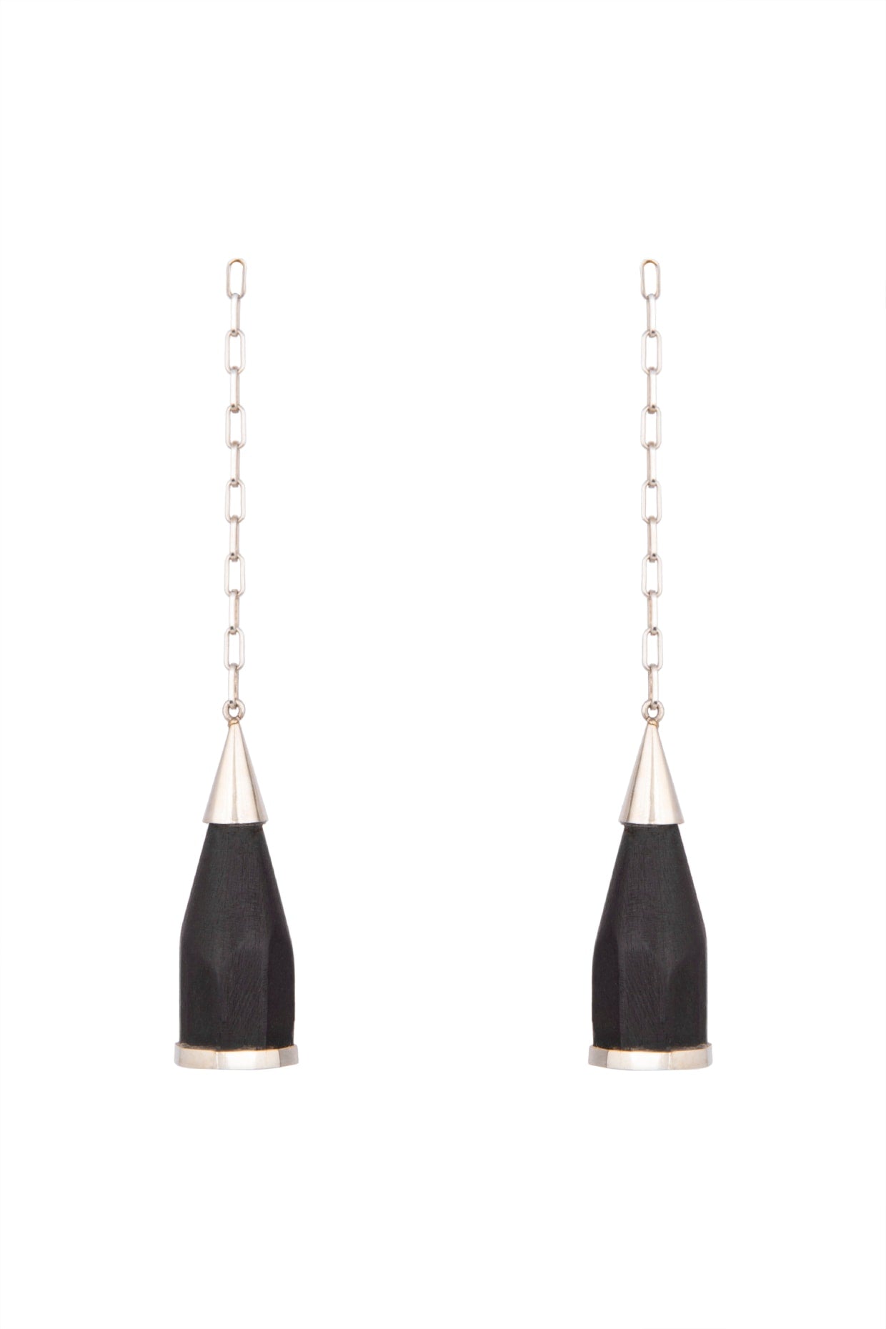White Finish Handcrafted Wood Long Earrings