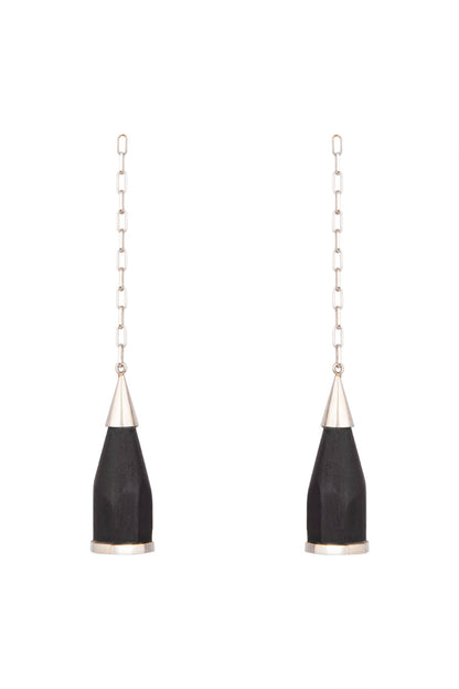 White Finish Handcrafted Wood Long Earrings