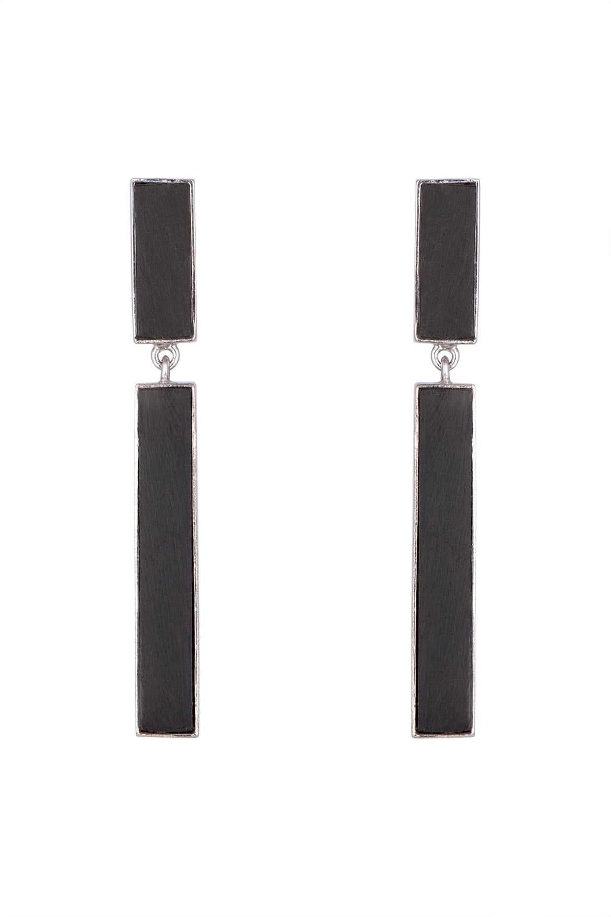 White Finish Handcrafted Wood Dangler Earrings