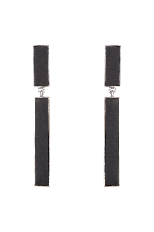 White Finish Handcrafted Wood Dangler Earrings
