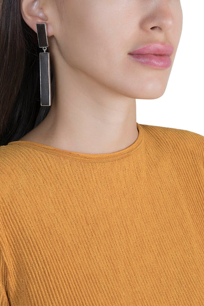 White Finish Handcrafted Wood Dangler Earrings
