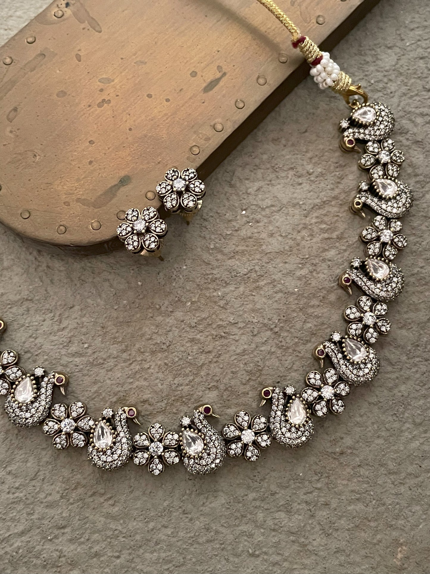 Antique Zircon Swan Necklace Sets