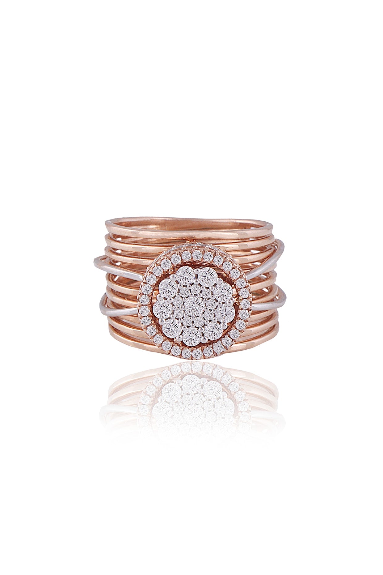 Rose Gold Plated Diamond & White Stone Ring