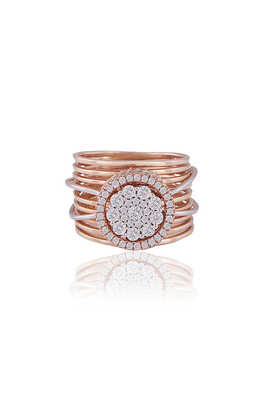 Rose Gold Plated Diamond & White Stone Ring